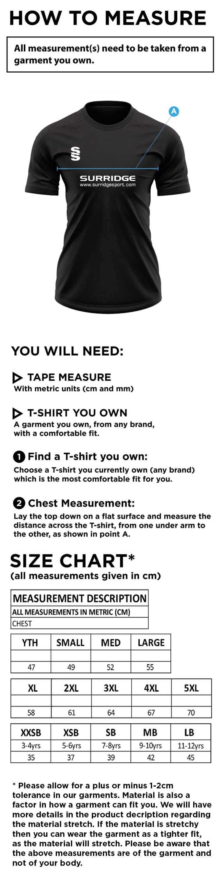 Women's Fuse Training Shirt : Black / White - Size Guide