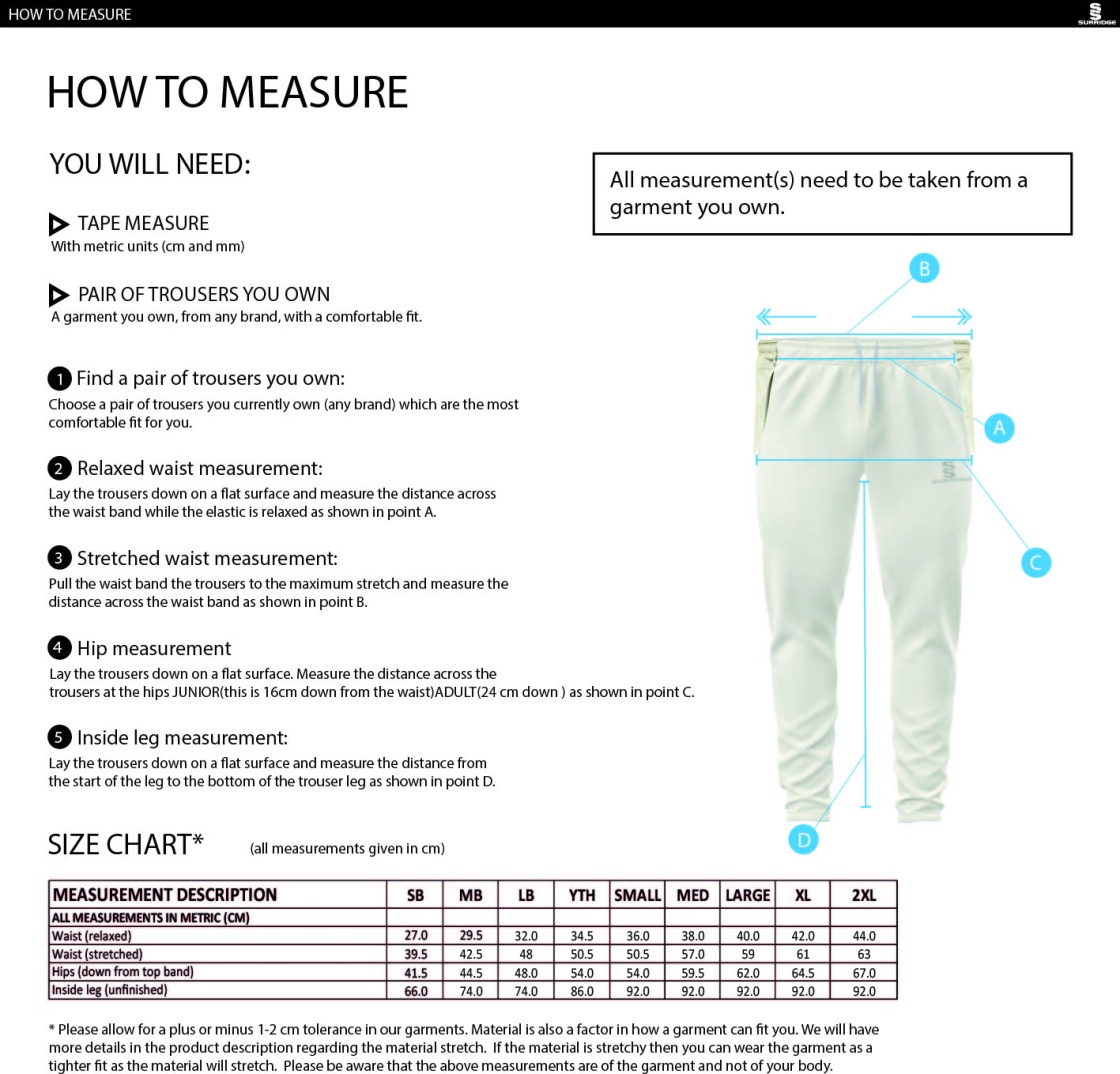 Blade Playing Pant : Red - Size Guide