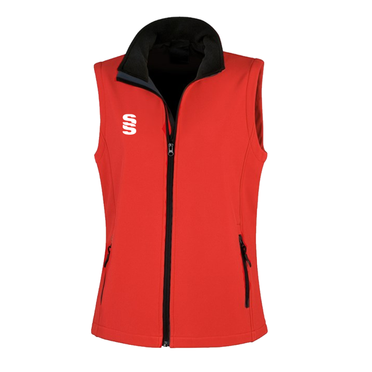 Core Printable Softshell Gilet Female: Red/Black