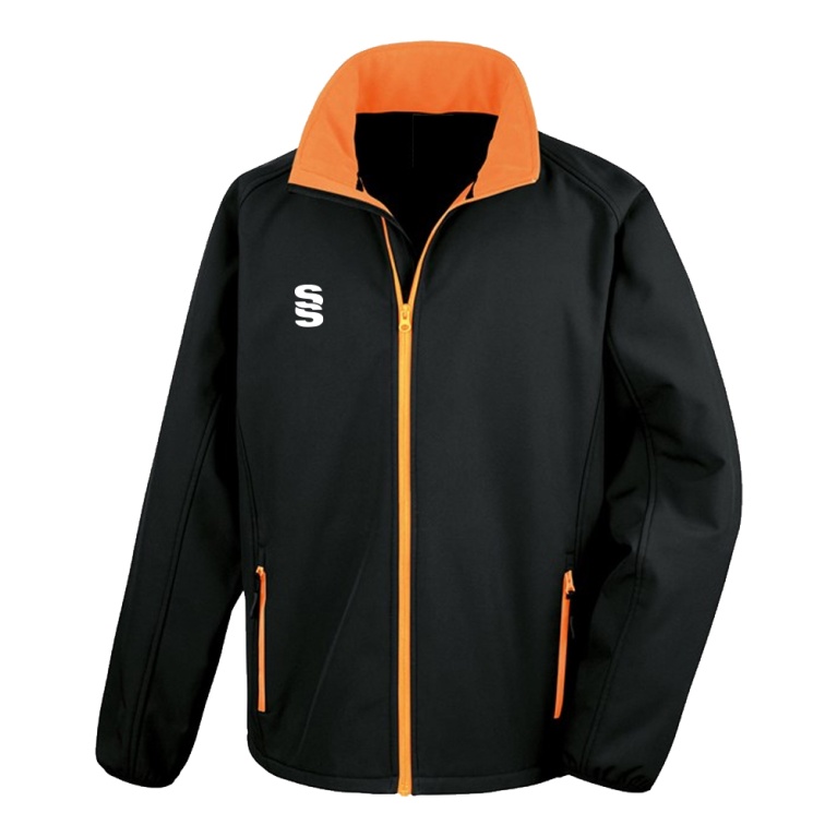 Core Printable Softshell Jacket : Black/Orange