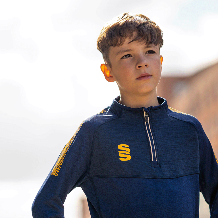 Youth's 1/4 Zip Dual Performance Top : Navy