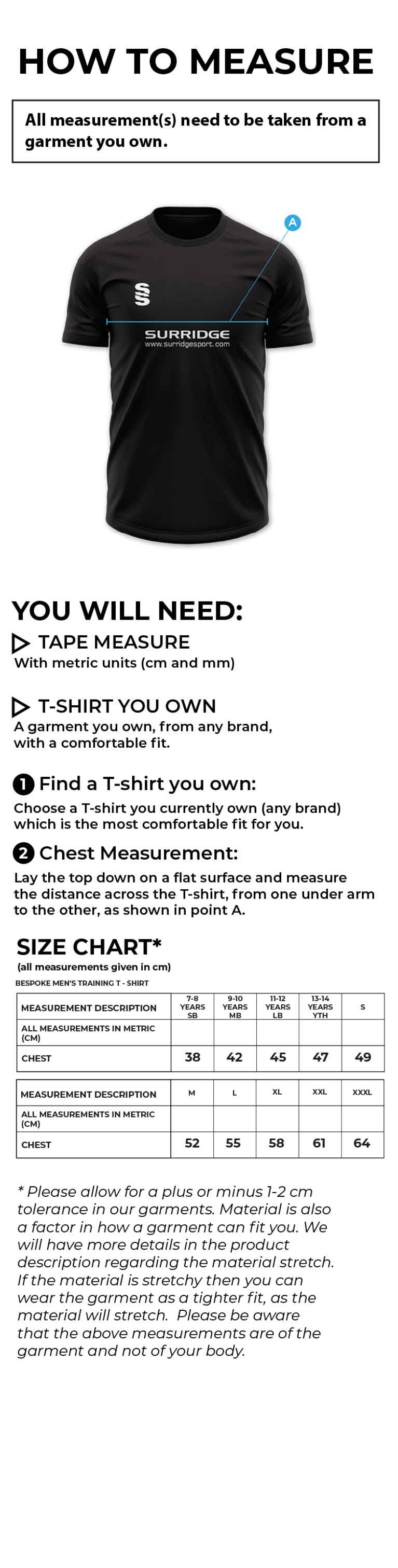 TEMPO T-SHIRT - Size Guide
