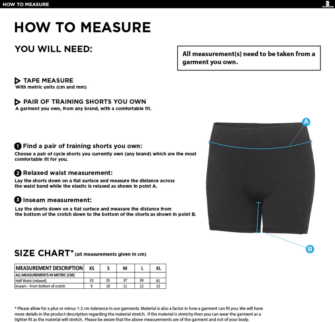 WOMEN`S TRAINING SHORTS - Size Guide