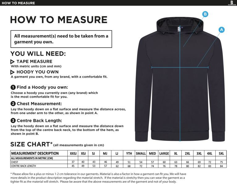 VOLT HOODY - Size Guide